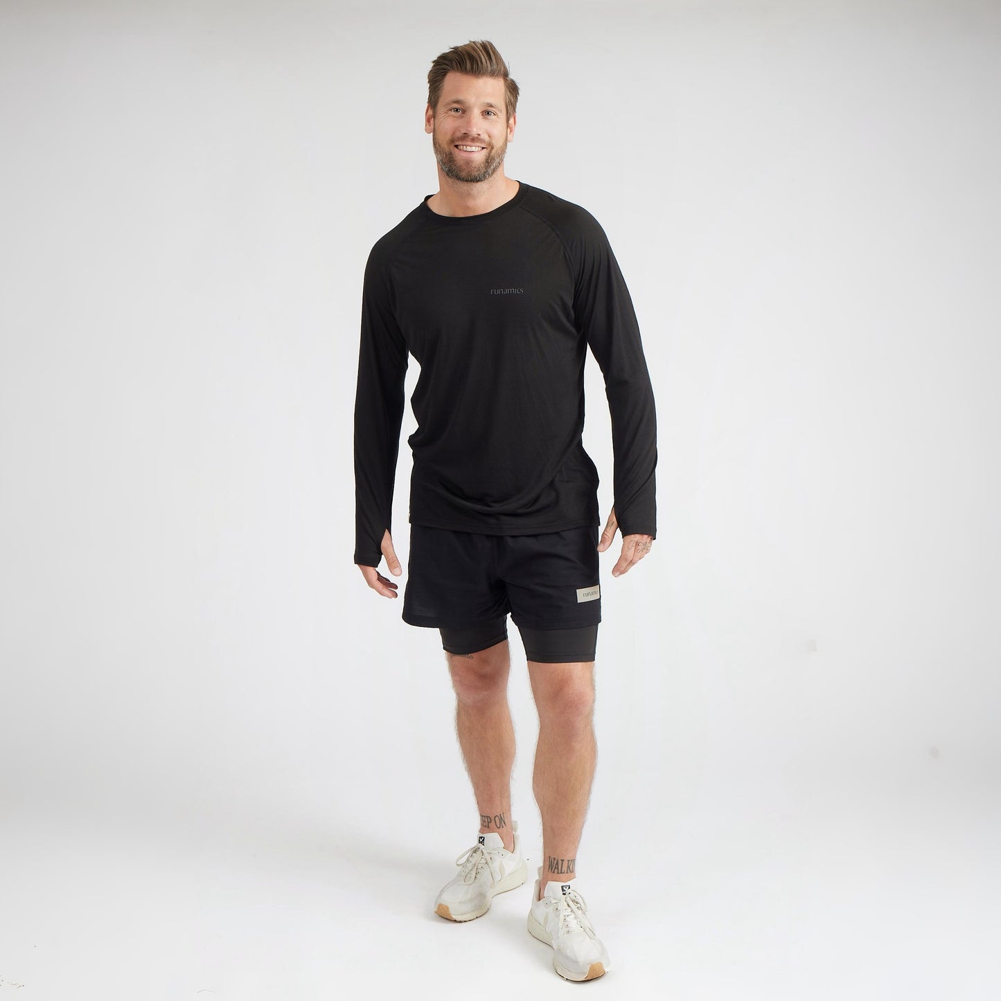 Kurze Running Tights, Herren, schwarz