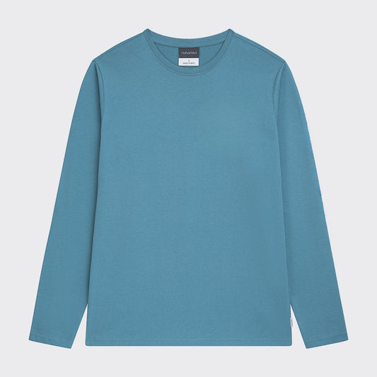 Longsleeve, No-Print, Biobaumwolle, Agean Blue, unisex