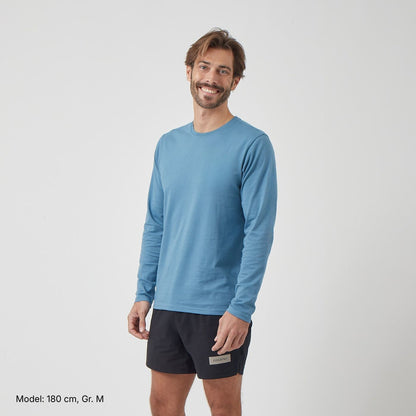 Longsleeve, No-Print, Biobaumwolle, Agean Blue, unisex