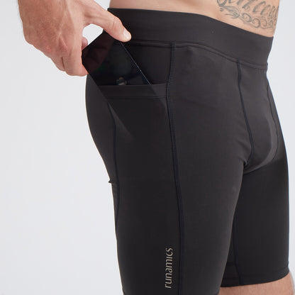 Kurze Running Tights, Herren, schwarz
