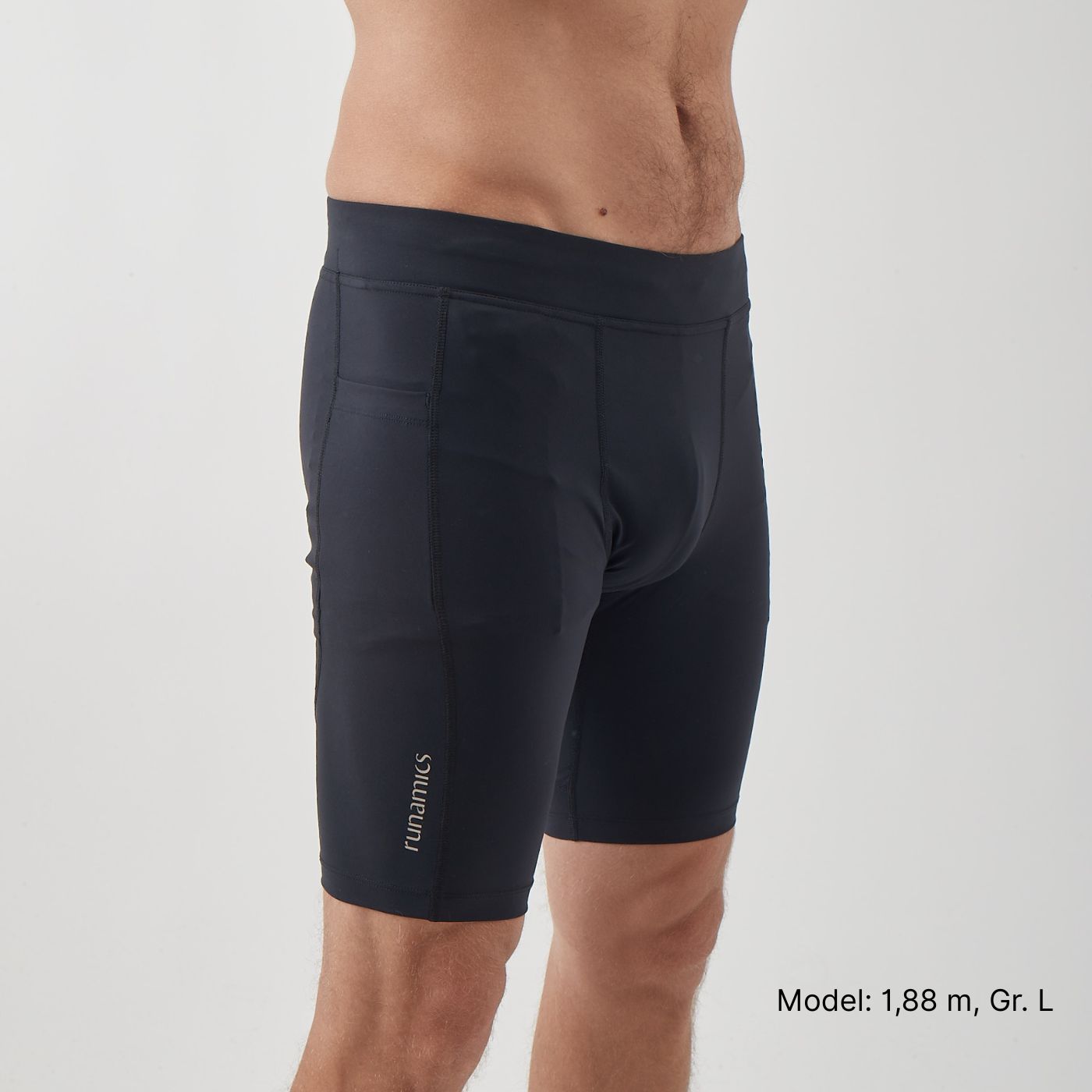 Kurze Running Tights, Herren, schwarz