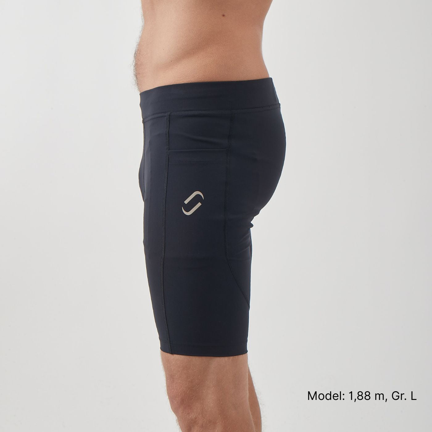 Kurze Running Tights, Herren, schwarz