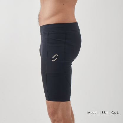 Kurze Running Tights, Herren, schwarz