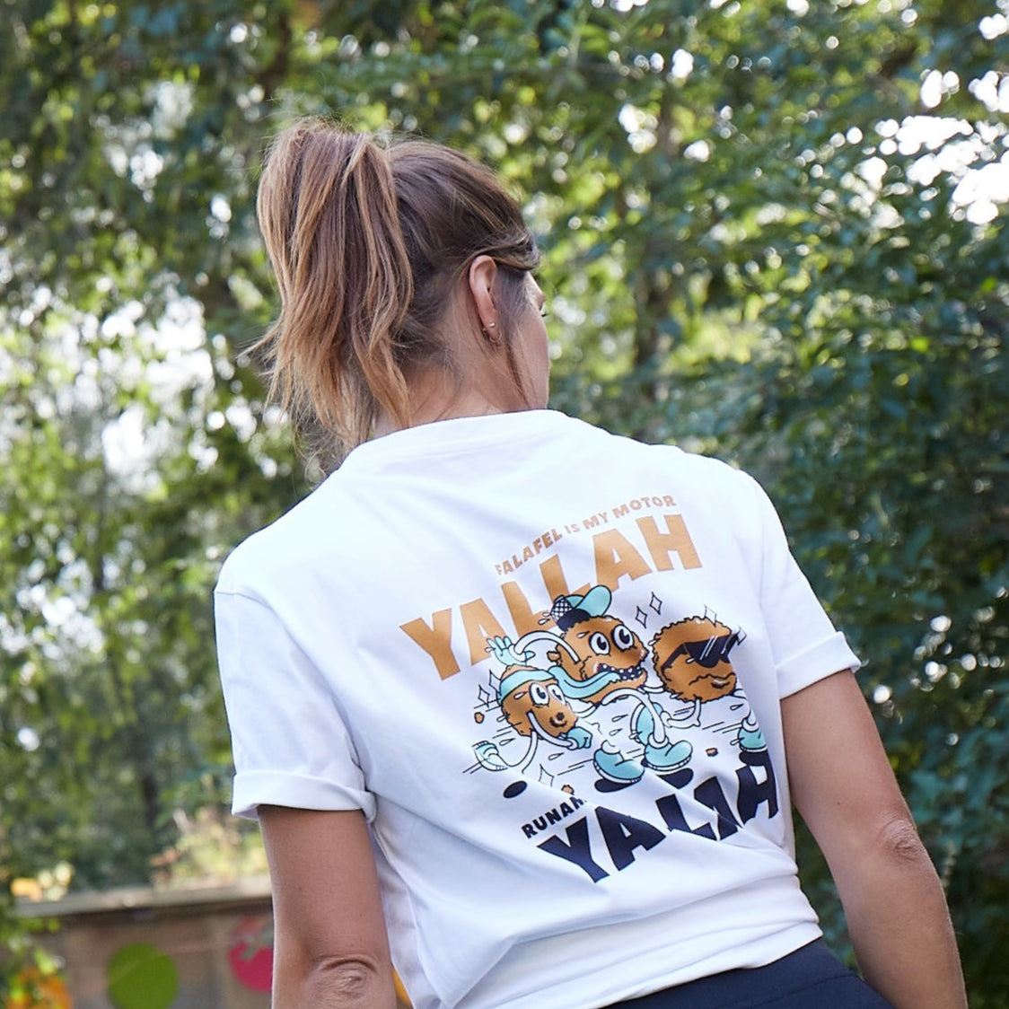 Yallah Yallah T-Shirt, Biobaumwolle, unisex, weiß